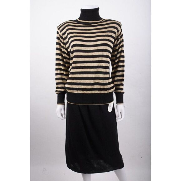 Laurette Par le chois Womens Knit Midi Skirt Cardigan Sweater 3pc M Black NWT - Picture 7 of 16